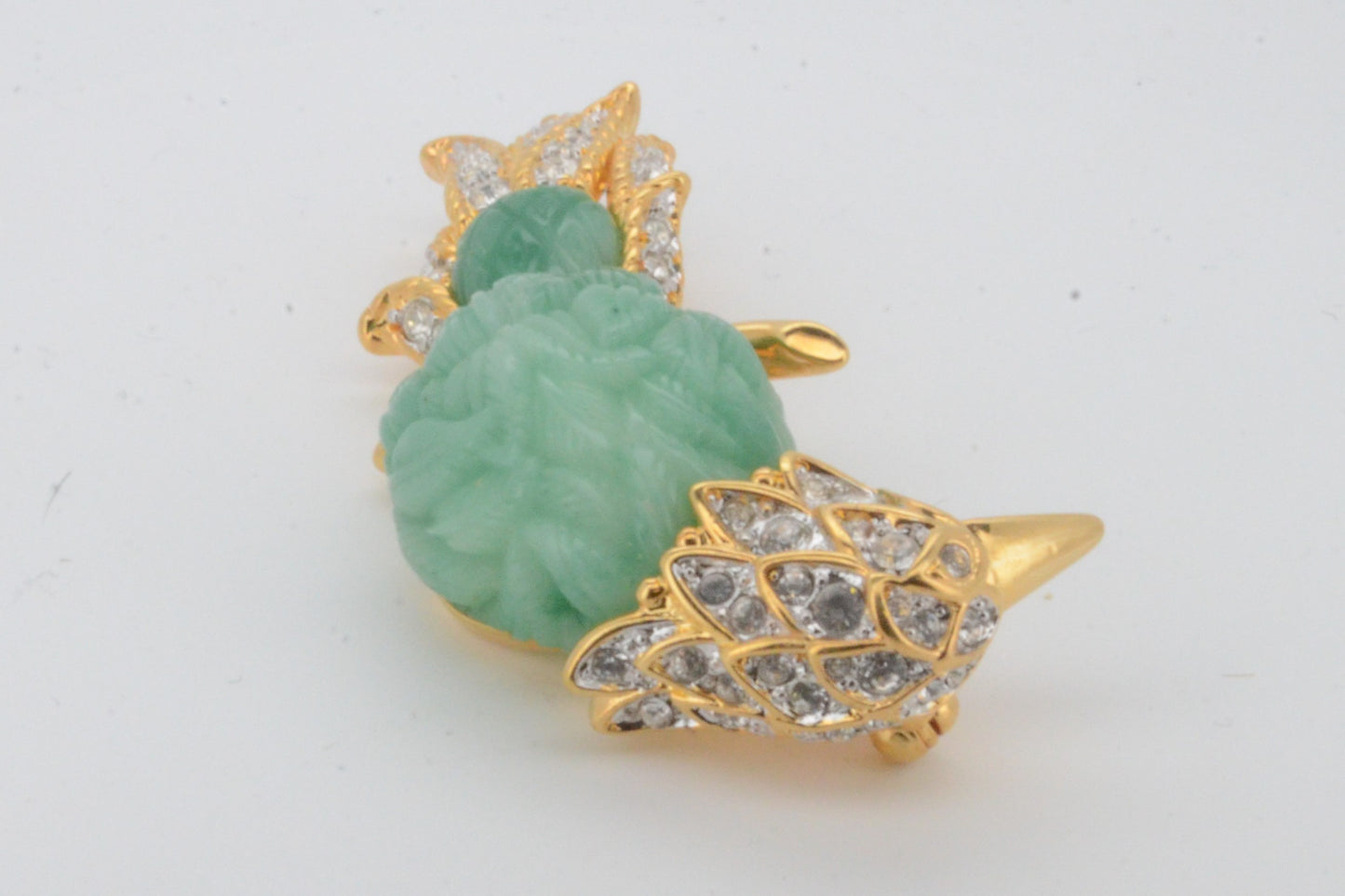 Nolan Miller Faux Jade Bird Brooch