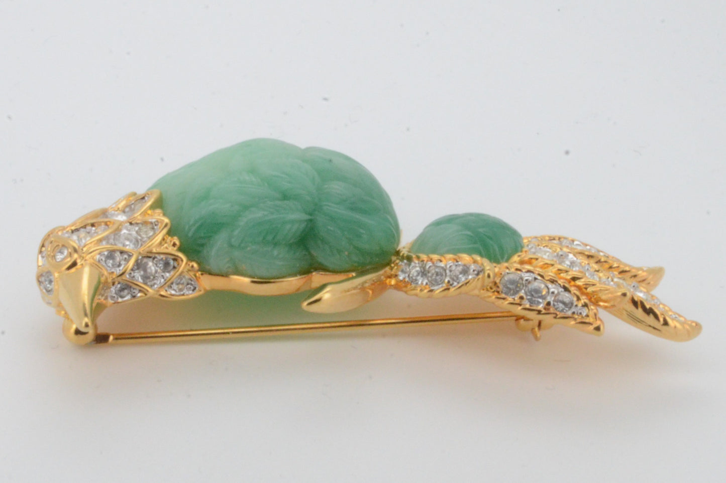 Nolan Miller Faux Jade Bird Brooch