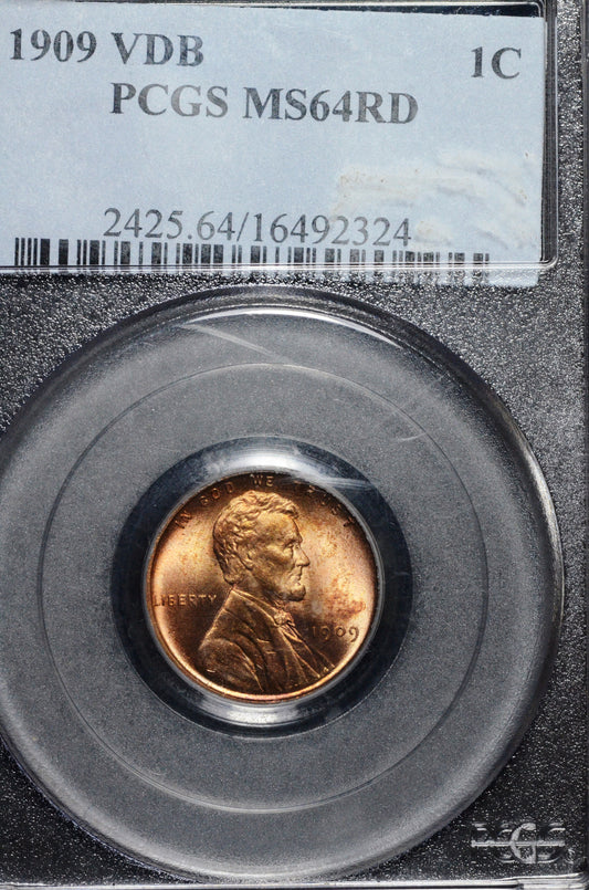 1909 VDB Lincoln Cent MS64 RD PCGS