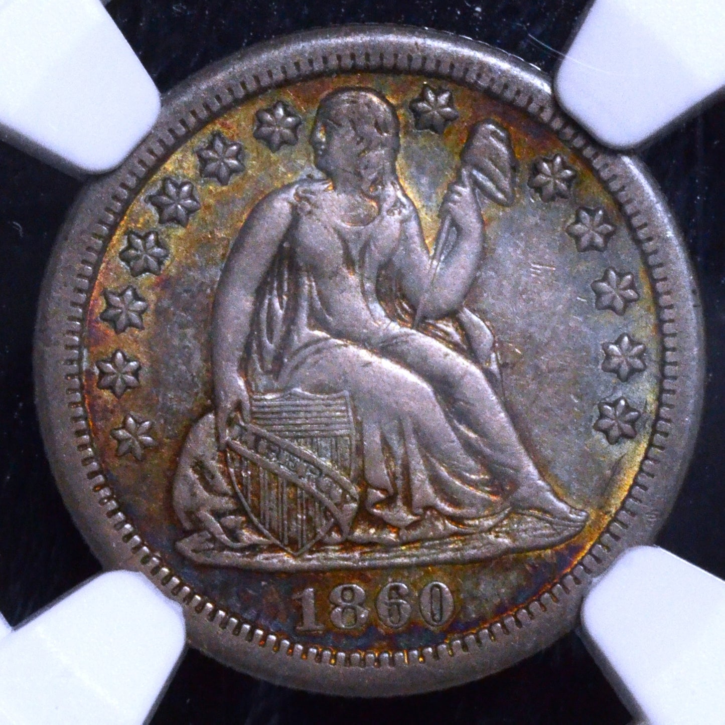 1860-S Seated Liberty Dime AU53 NGC