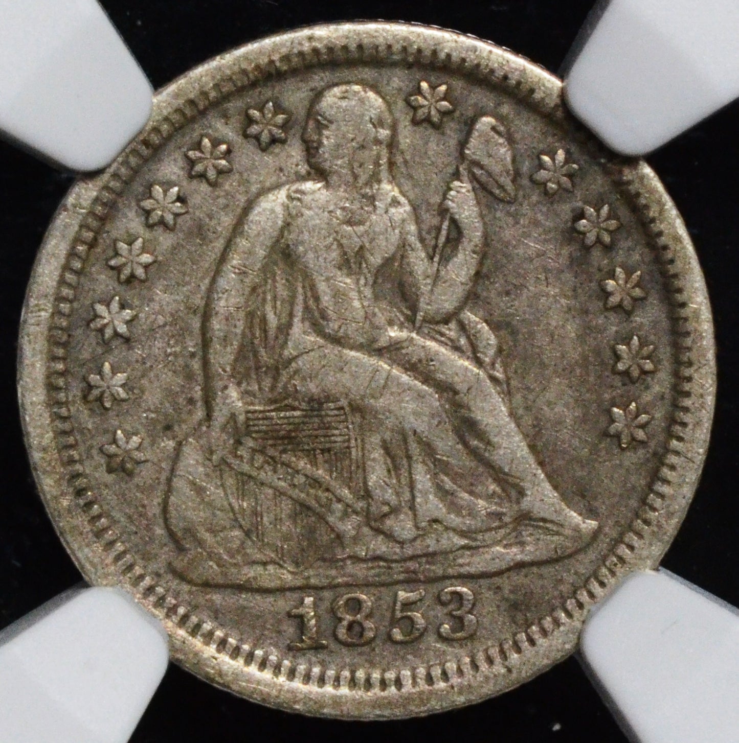 1853 Seated Dime No Arrows VF25 NGC
