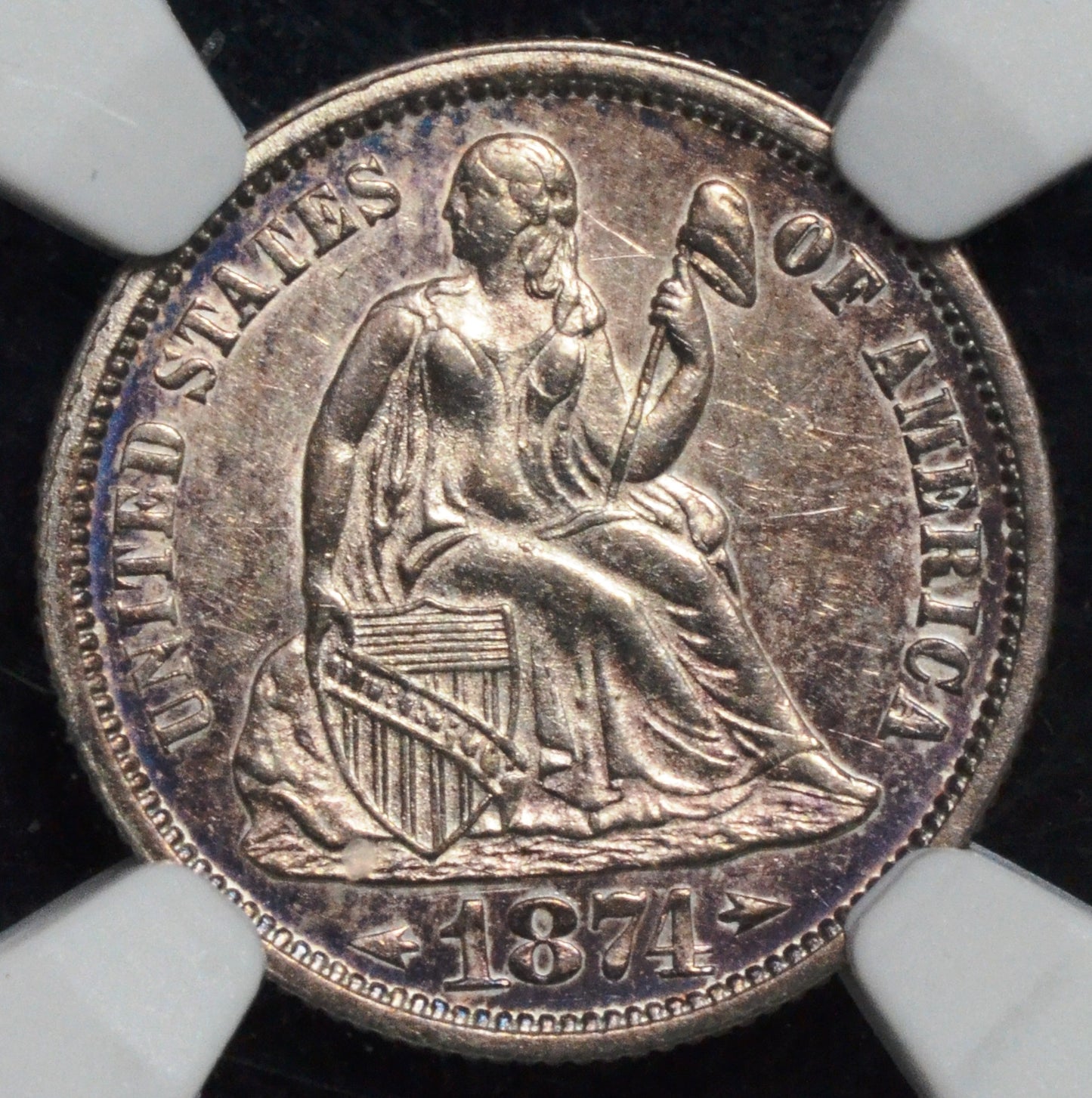 1874 Seated Liberty Dime AU58 NGC