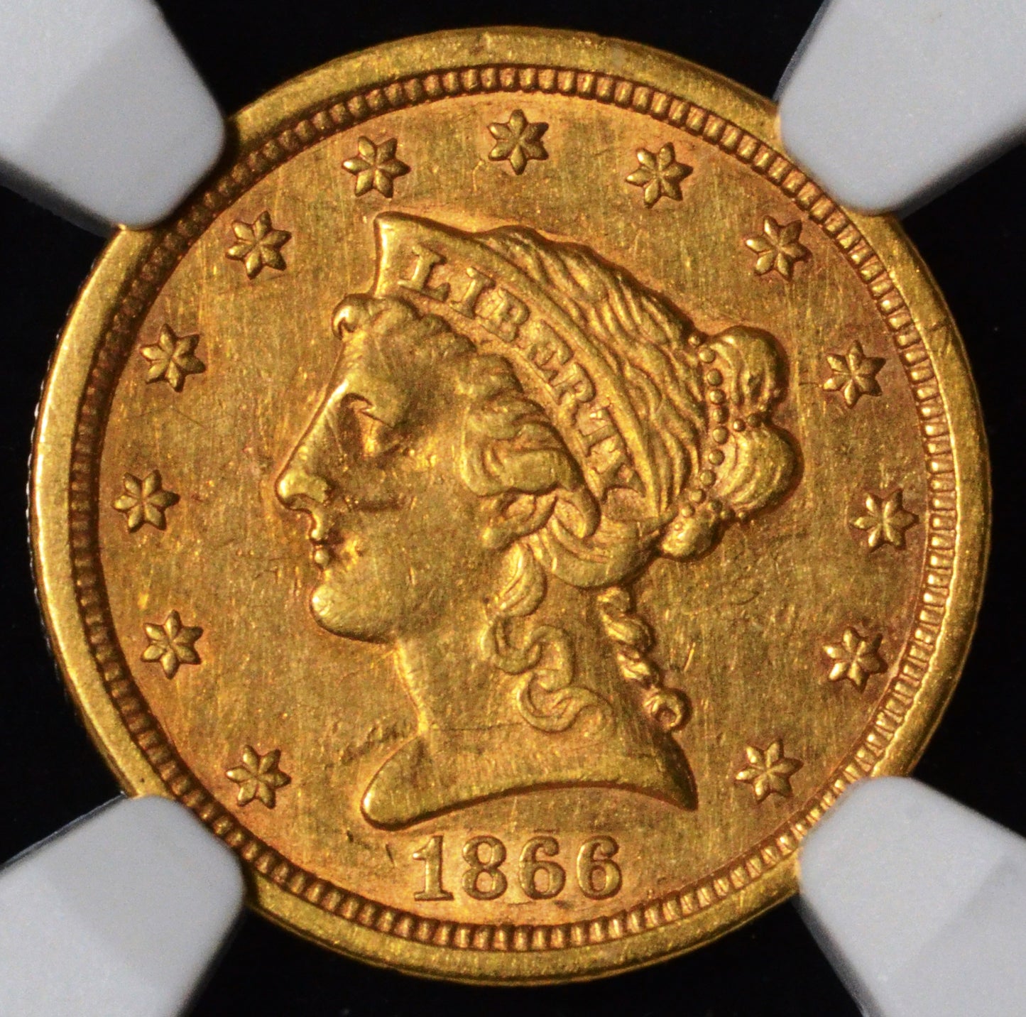 1866 $2.50 Gold Quarter Eagle AU Details NGC