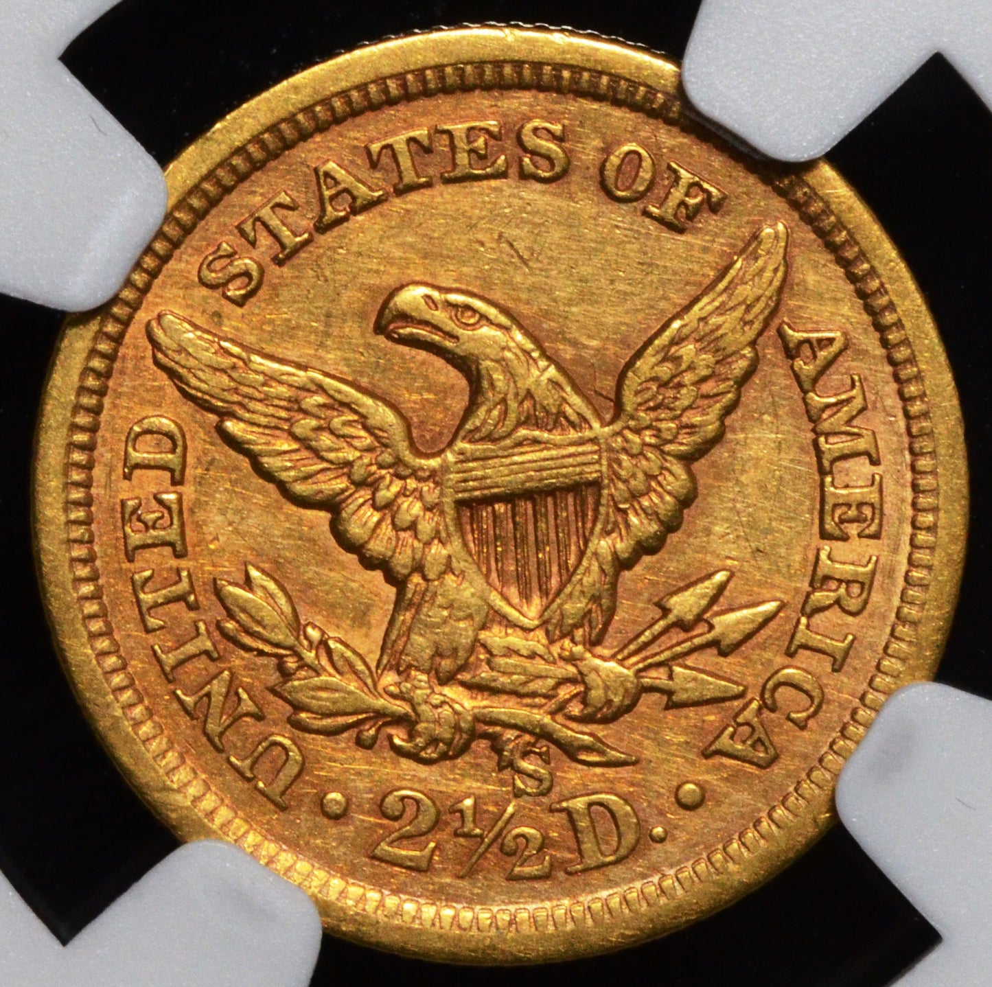1866 $2.50 Gold Quarter Eagle AU Details NGC