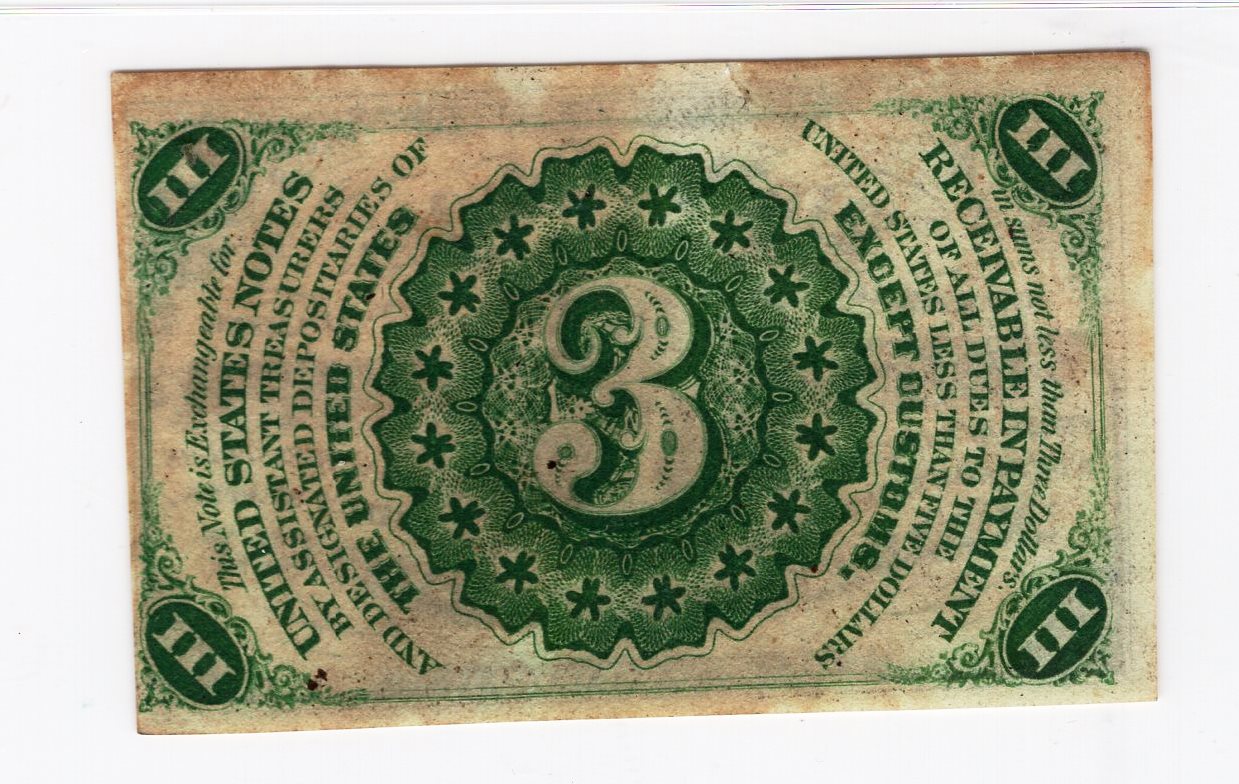 3 cents Third Issue Fractional Currency Choice Unc 64 PMG