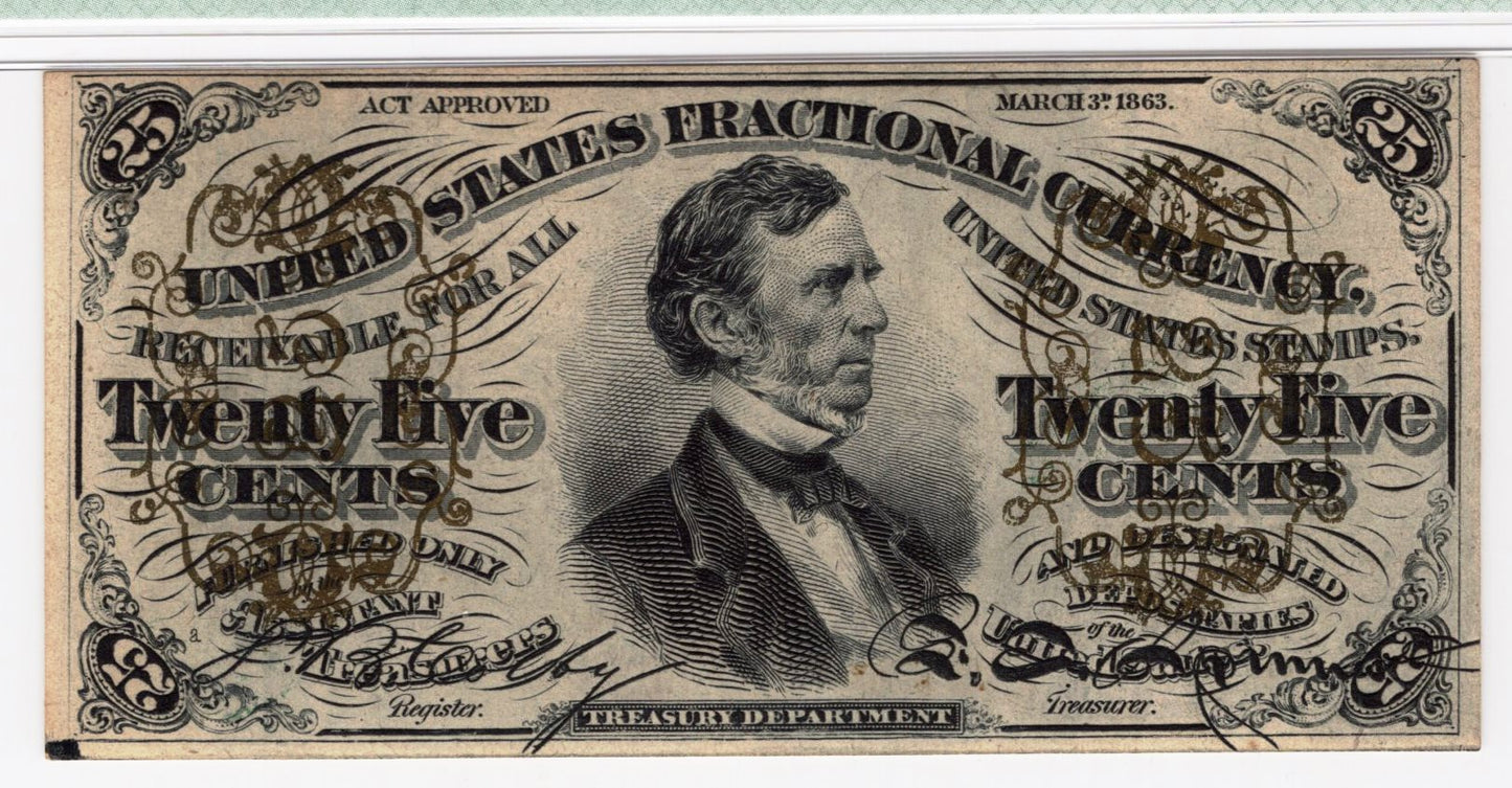 25 cents Third issue Fractional Currency Choice Unc 64 EPQ PMG