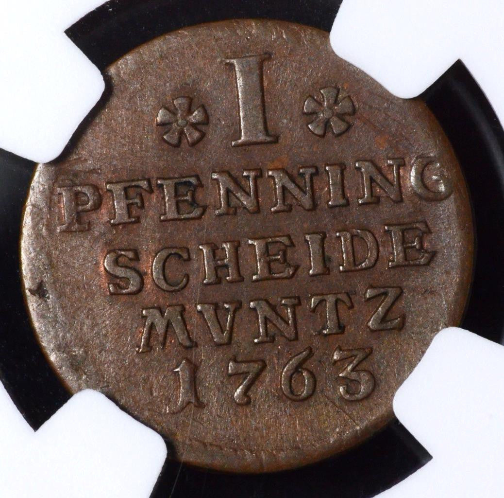 1763, German States, Bruns-Lune-Calen-Hann, 1 Pfenning, Wildman, AU, KM 330, NGC