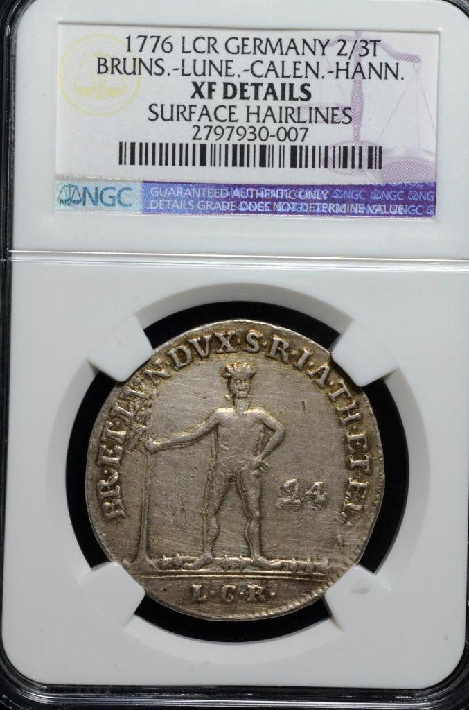 1776, German States, Bruns-Lune-Calen-Hann 24 MarienGroschen, Wildman, XF NGC