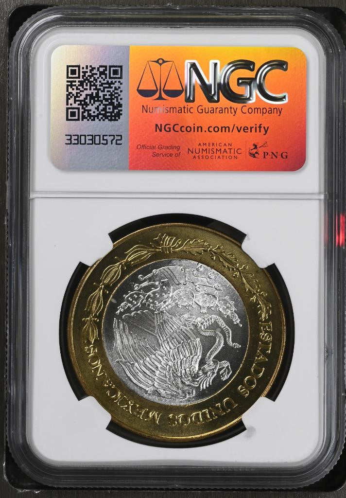 2005 Mo Mexico 180th Anniv Bimetal Campeche 100 Peso MS65 NGC KM# 727