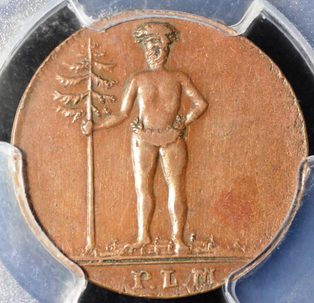 1796 PLM, German States, Bruns-Lune-Calen-Hann, 1 Pfenning, AU 50, KM 330, PCGS