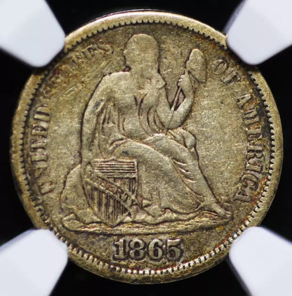 1865-S Seated Liberty Dime VF35 NGC Better Date
