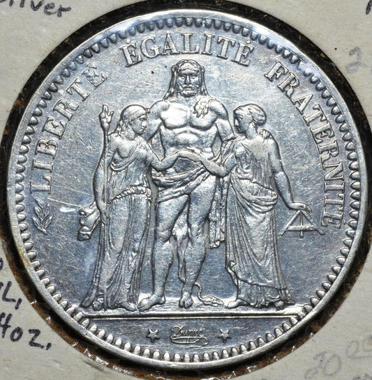 1873 A France, Paris, 5 Francs, 900 Silver, KM# 820.1, Ships Free 1873 A.3