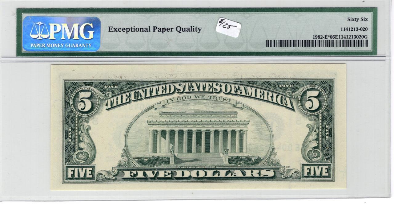 Fr. 1982-E* $5.00 1993 star Gem Uncirculated 66 EPQ PMG