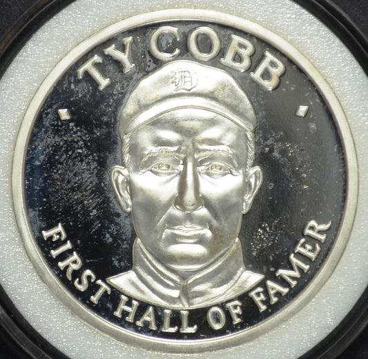 Ty Cobb, First Hall of Famer, Silvercard Limited, 999 Silver Art Round, 1 Ounce