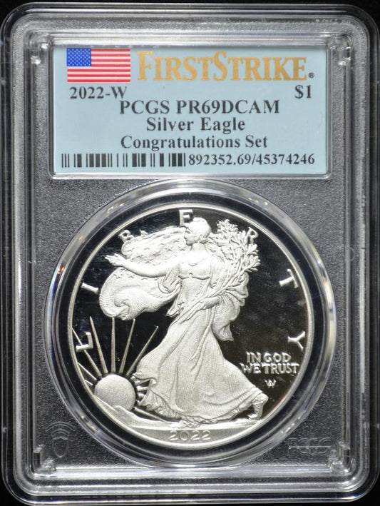 2022-W Silver Eagle, Congratulations Set, PR69 Deep Cameo, Certified by PCGS