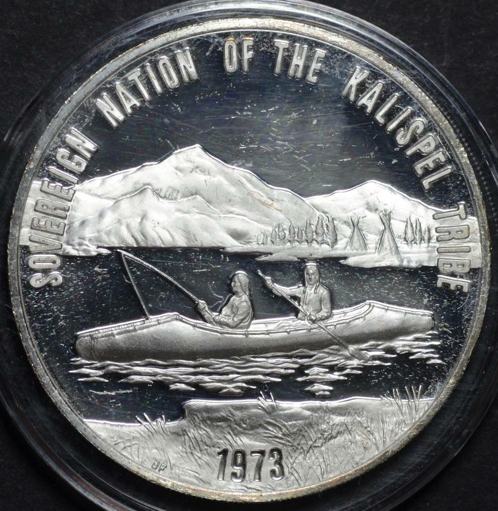 1973 Sovereign Nation of the Kalispel Tribe .835oz 999 Fine Art Round Ships Free
