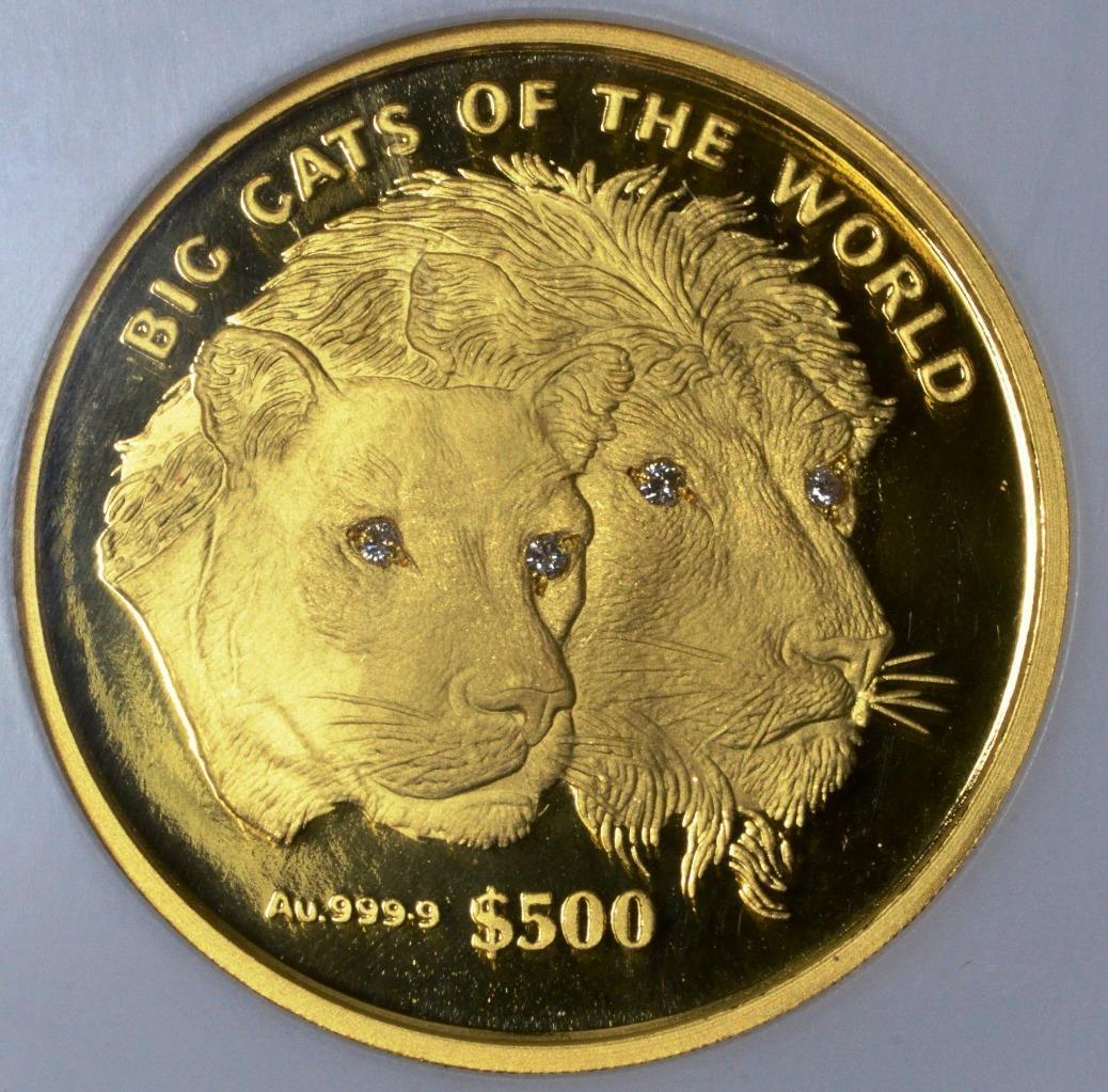 2001 Sierra Leone $500 PF69 Ultra Cameo by NGC, Big Cats of the World
