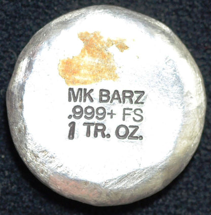 MK BarZ Stamped "Tetragram Pentacle" Round, 1 Troy Oz .999 Fine Silver