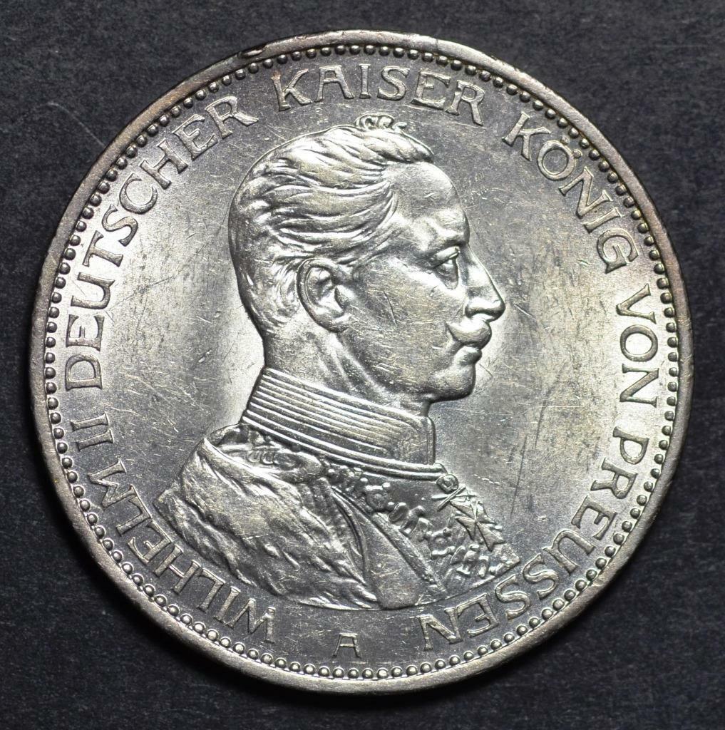 1914 A, Prussia, German States, 3 Mark, KM# 538, Mintage 2,022,000, Free Ship