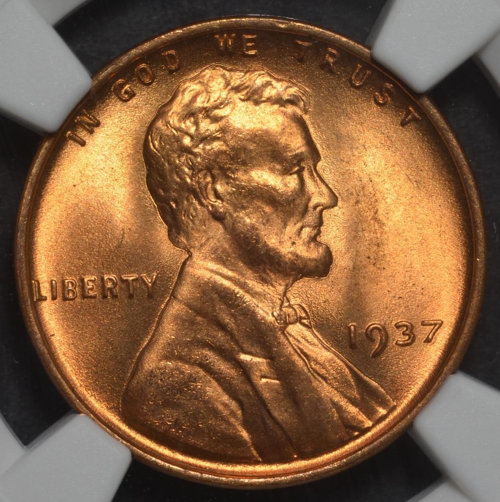 1937 Lincoln Wheat Cent MS67RD Slabbed & Graded by NGC, Free Ship