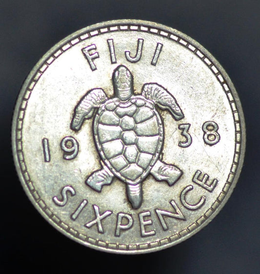 1938 Fiji, King Emperor George VI, Sea Turtle, KM# 11, Free Shipping