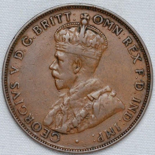 1925 M Commonwealth of Australia, Penny, KM# 23, Rare Date, Ships for Free
