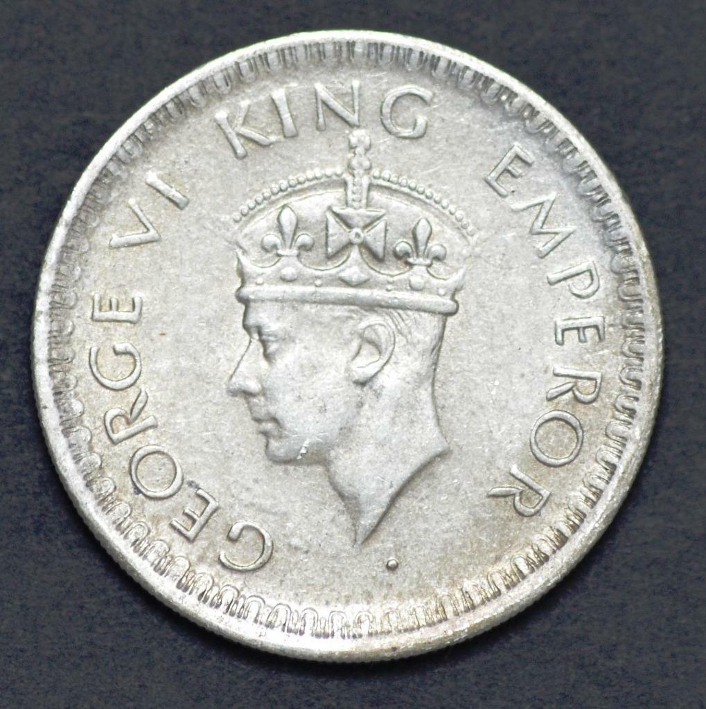 1944 Bombay (Mumbai) & 1944 Lahore India Half Rupee, King George VI, KM# 552