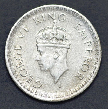 1944 Bombay (Mumbai) & 1944 Lahore India Half Rupee, King George VI, KM# 552