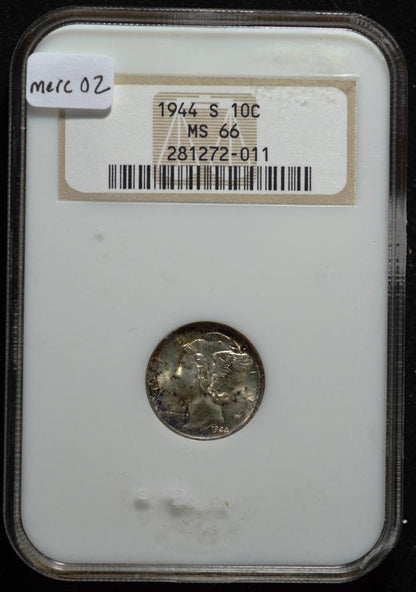1944-S mercury Dime, MS66 NGC, FREE SHIPPING!!!! MERC02