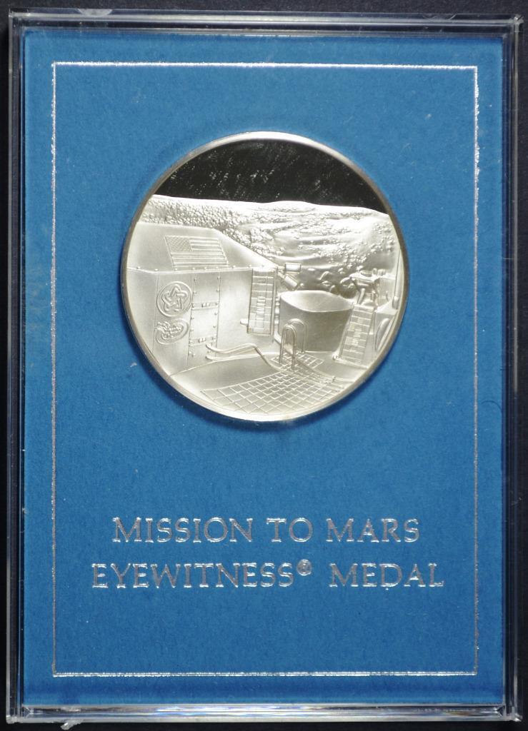 1976 Mission to Mars Medal Sterling Franklin Mint, Original Packaging
