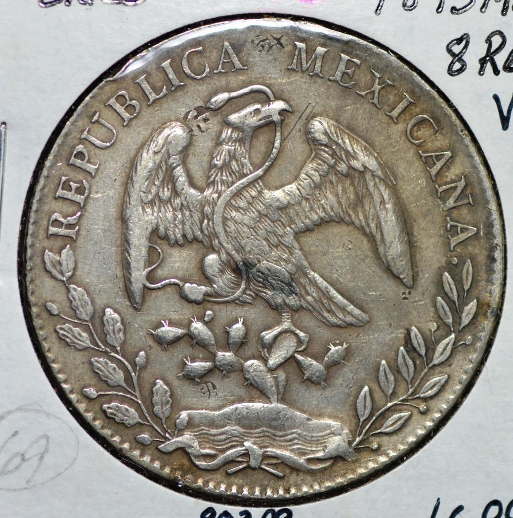 1893 Mo, Mexico City Mint, AM, Mexico 8 Reales KM 377.10, Chopmarks, Free Ship