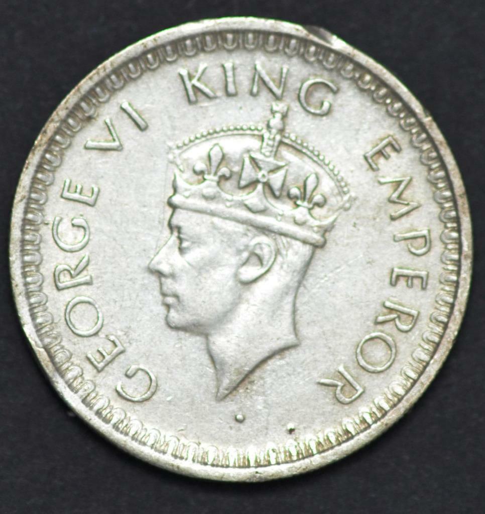 1944 Bombay (Mumbai) & 1944 Lahore India Half Rupee, King George VI, KM# 552