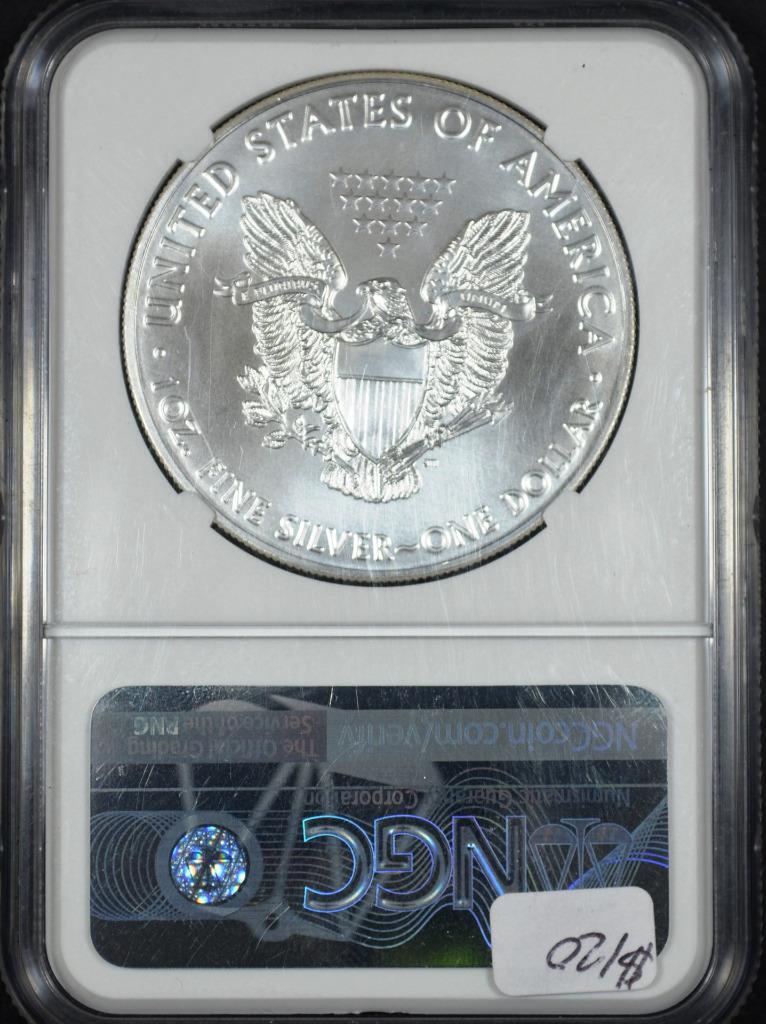 2021 Silver Eagle $1, NGC MS70, Type 1 Mike Castle Signed