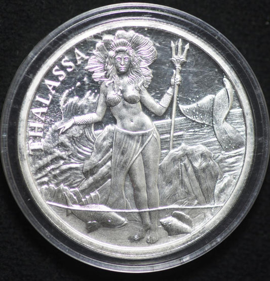 Thalassa, Goddess of the Sea, Trident Silver, 1 Troy Ounce, 999+ Fine Silver