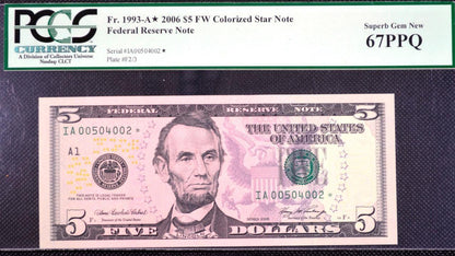 Fr. 1993-A* $5.00 2006 star Superb Gem New 67 PPQ PCGS Free Ship