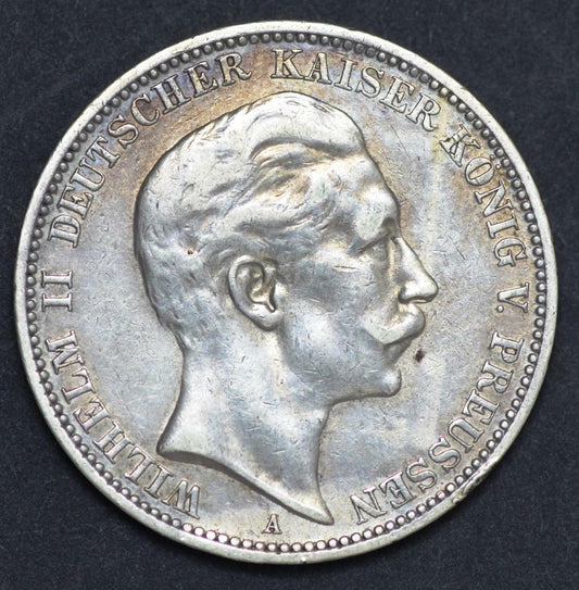 1910 A, German States Prussia 3 Mark KM #527, Ships for Free