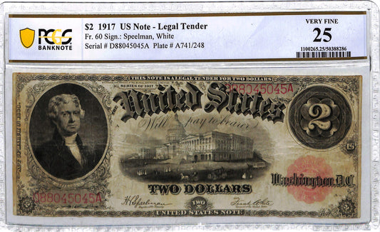 1917 $2.00 Legal Tender VF25 PCGS FR60