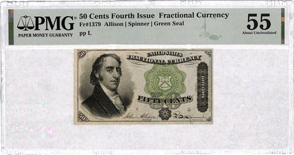 50 Cents 4th Issue Fractional Currency AU-55 PMG