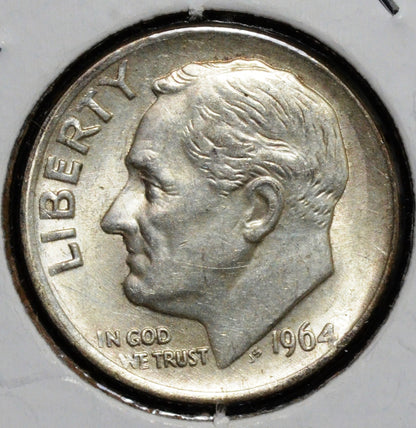 1964 Roosevelt Dime, Double Die Reverse FS-801, Flame and Letters Doubling