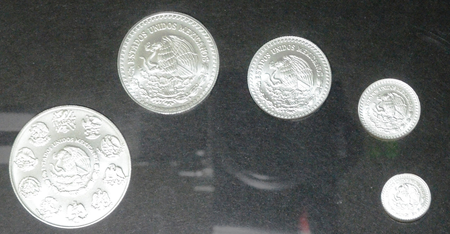 2024 Mexico 5-Coin BU Silver Libertad Set - New In Original Mint Packaging