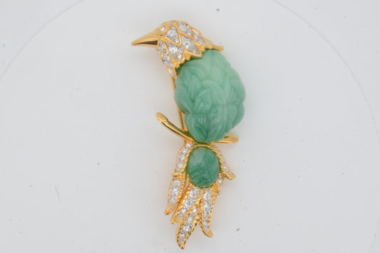 Nolan Miller Faux Jade Bird Brooch