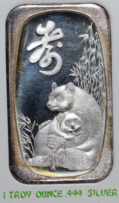 1983 Chinese Panda Mother & Cub - Madison Mint - .999 Fine Silver 1oz Art Bar