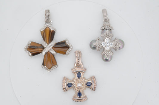 Collection of 3 Judith Ripka Maltese Cross Enhancers