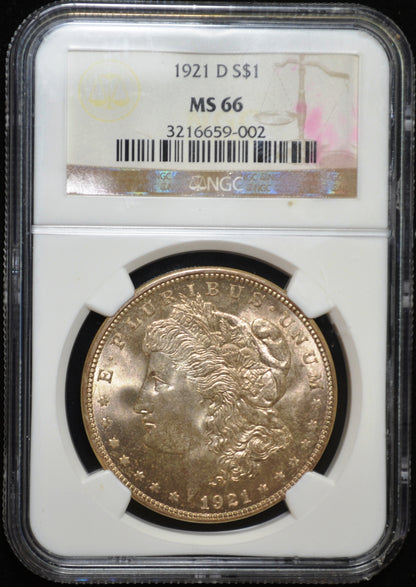 1921-D Morgan Silver Dollar MS66 NGC