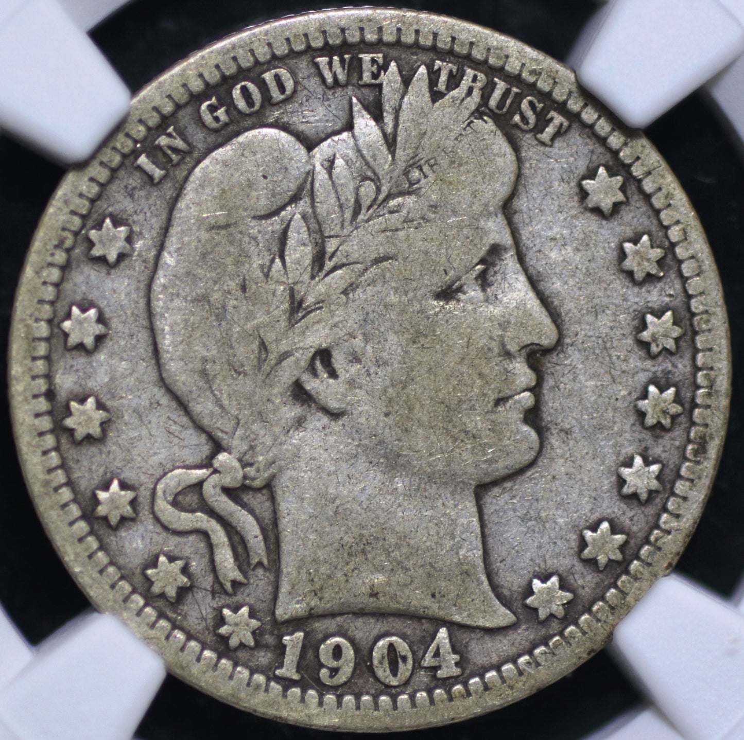 1904-O Barber Quarter VG8 NGC CAC