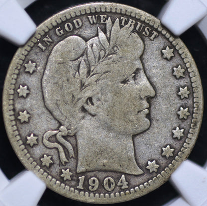 1904-O Barber Quarter VG8 NGC CAC