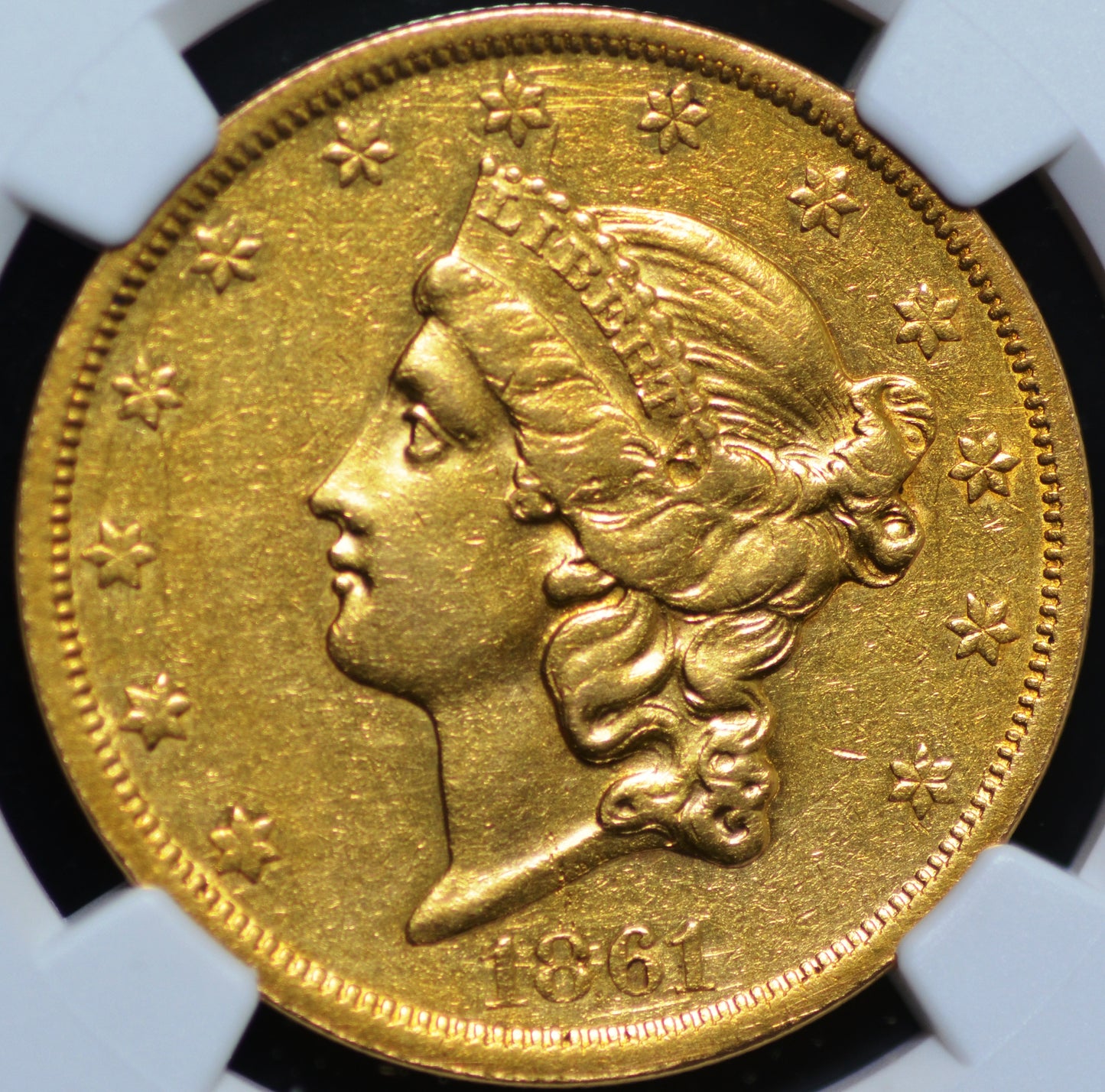 1861-S Paquiet $20 Gold Double Eagle AU Det NGC
