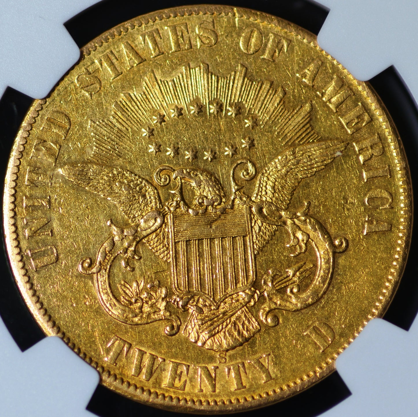 1861-S Paquiet $20 Gold Double Eagle AU Det NGC
