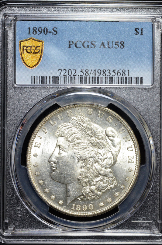 1890-S Morgan Silver Dollar AU58 PCGS
