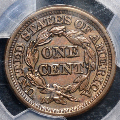 1847 Braided Hair Large Cent MS62 BN PCGS Newcomb21